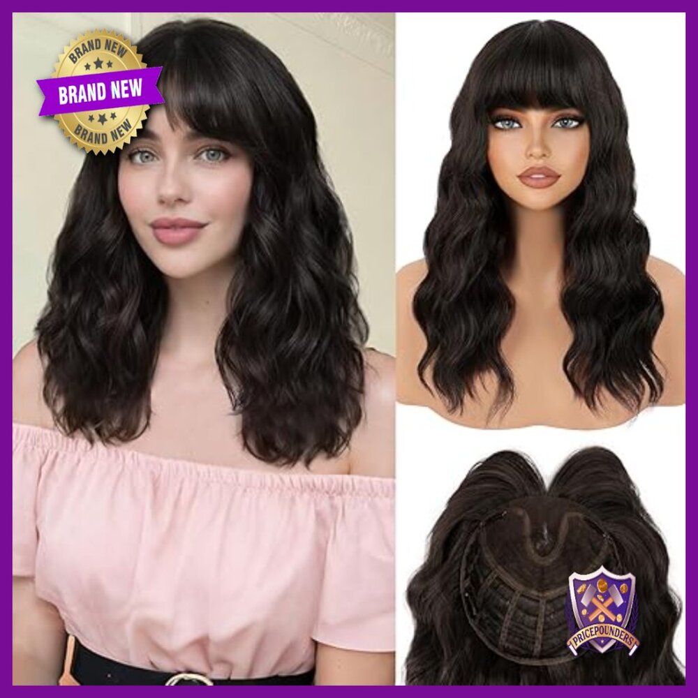 Long Wavy Human Hair Topper with Bangs for Thinning Hair